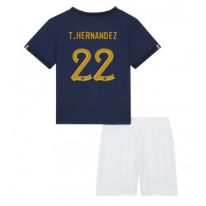 Frankrike Theo Hernandez #22 babykläder Hemmatröja barn VM 2022 Korta ärmar (+ Korta byxor)